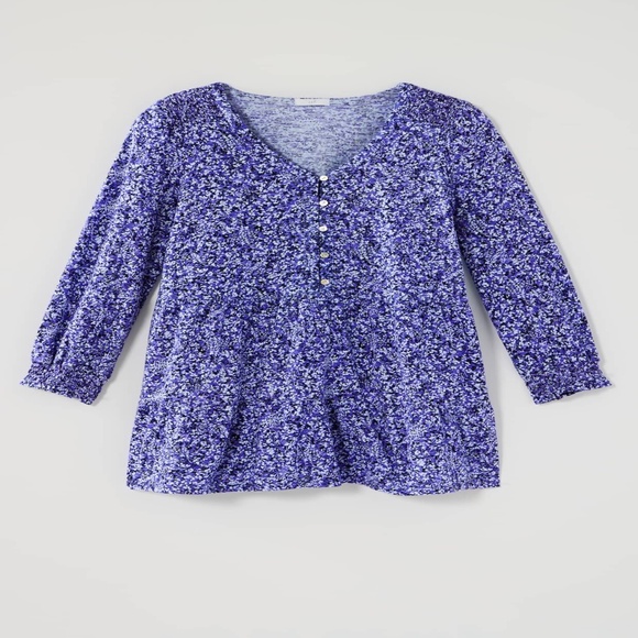 J. Jill Tops - NEW J. Jill Smocked & Tiered Tunic Blue Orchid Fluttering Ferns Small Petite